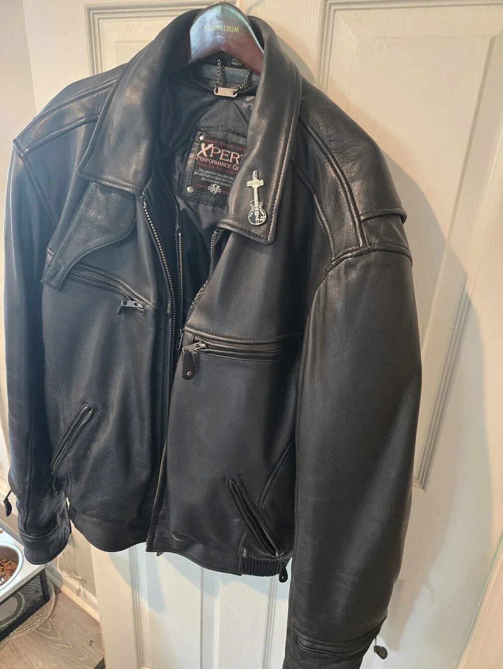 MEN'S BLACK HEAVY LEATHER COAT XXL BY XPERT PERFORMANCE GEAR